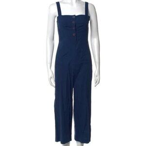 STAUD Boats At The Dock Button Up Deep Blue Jumpsuit